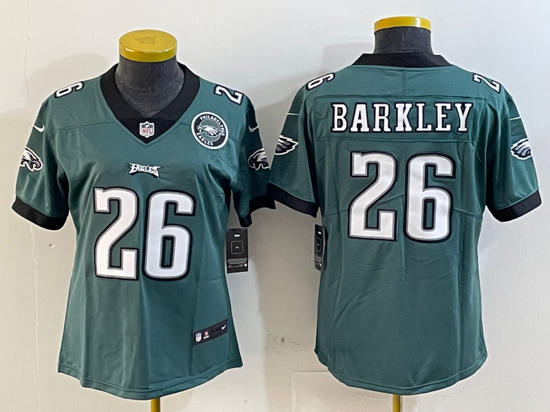 Women Philadelphia Eagles 26 Barkley green 2025 Nike NFL jersey style 1